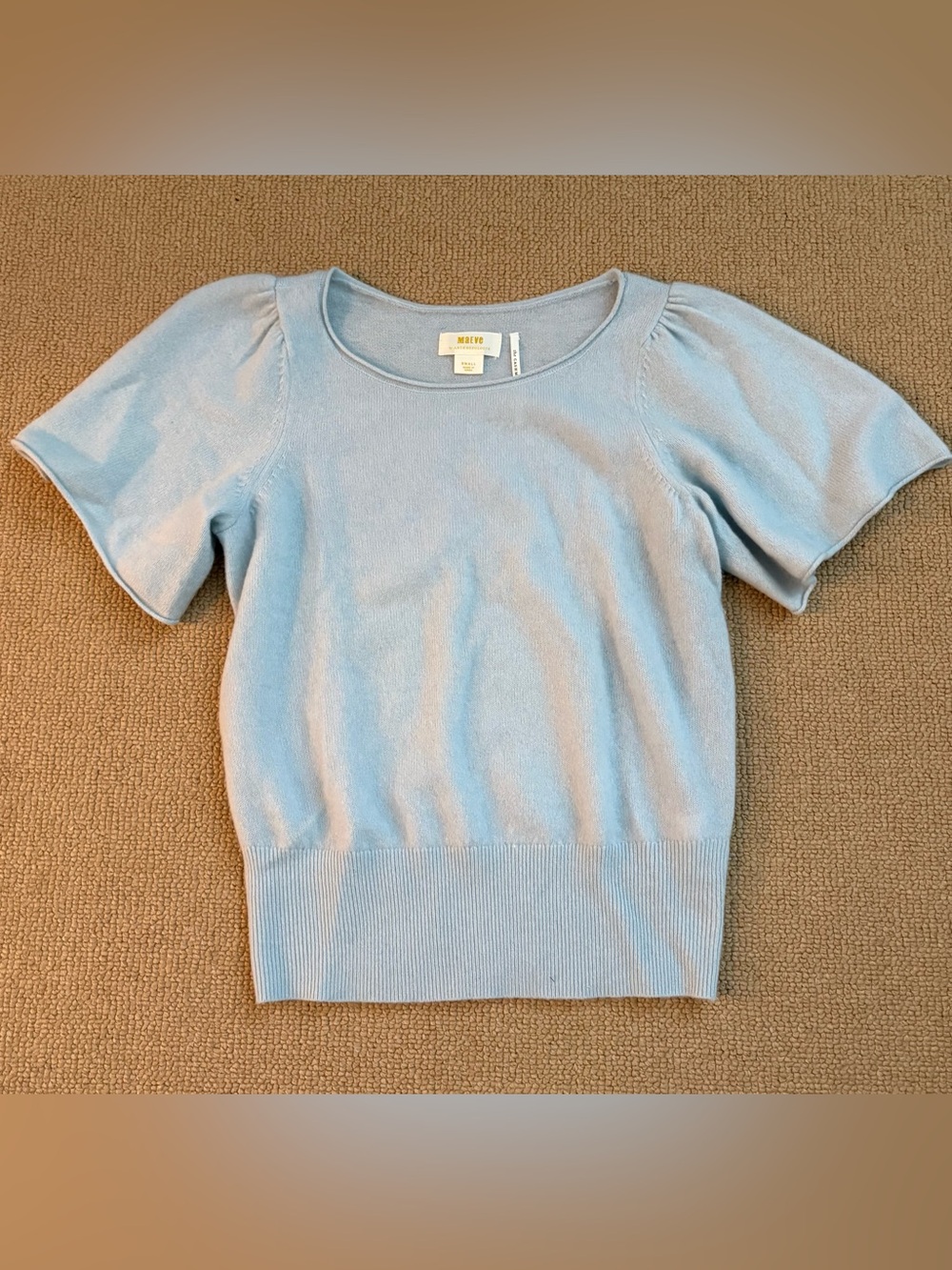 Anthropologie Maeve Light Blue Cashmere Blend Scoop Neck Top NWOT size S